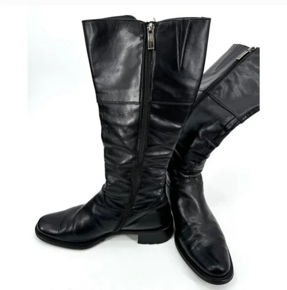 *Paul Green* Black Leather Tall Riding Moto Boots *Austrian-crafted* - Picture 13 of 13